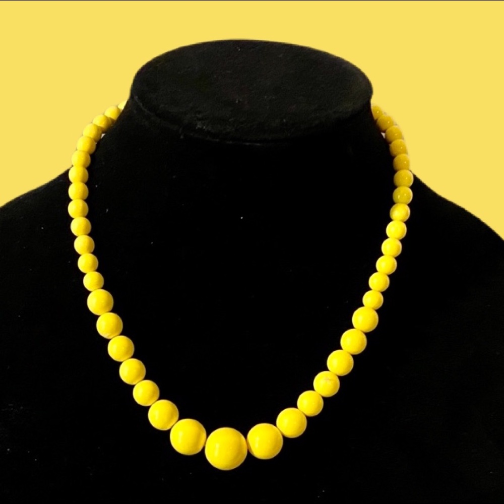Bright Yellow Beautiful Beaded Necklace